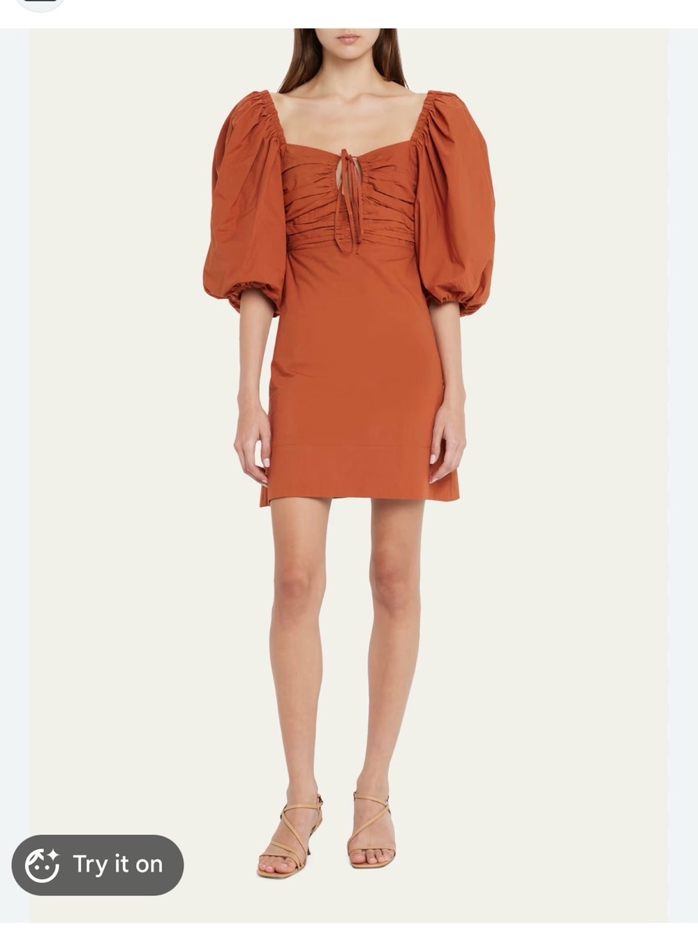 RHODE Jeanne puff sleeve Mini Shift Dress in Orange Clove Sz 00